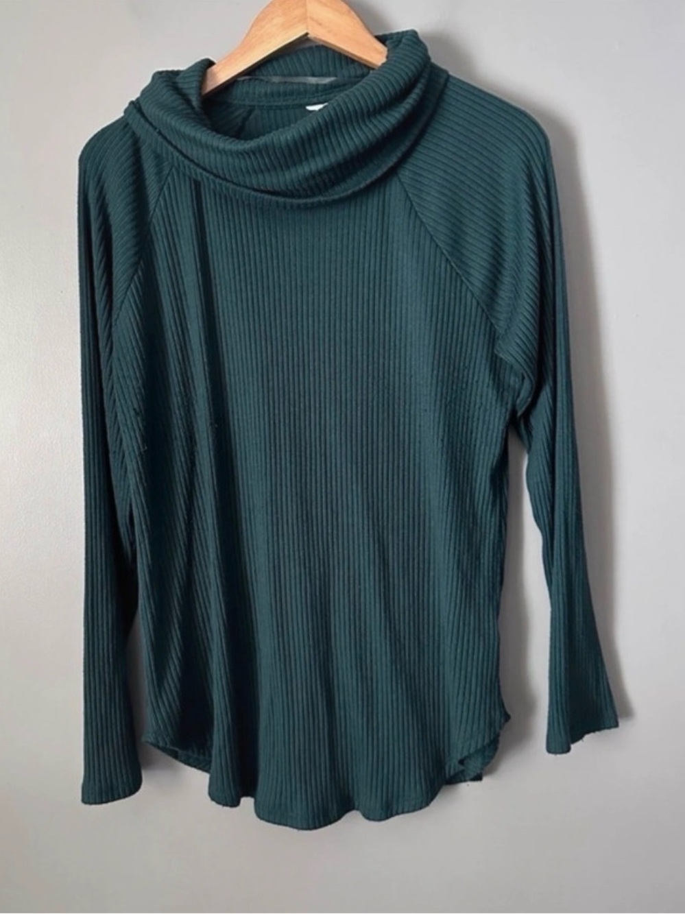 Sonoma green ribbed lightweight cowl neck sweater